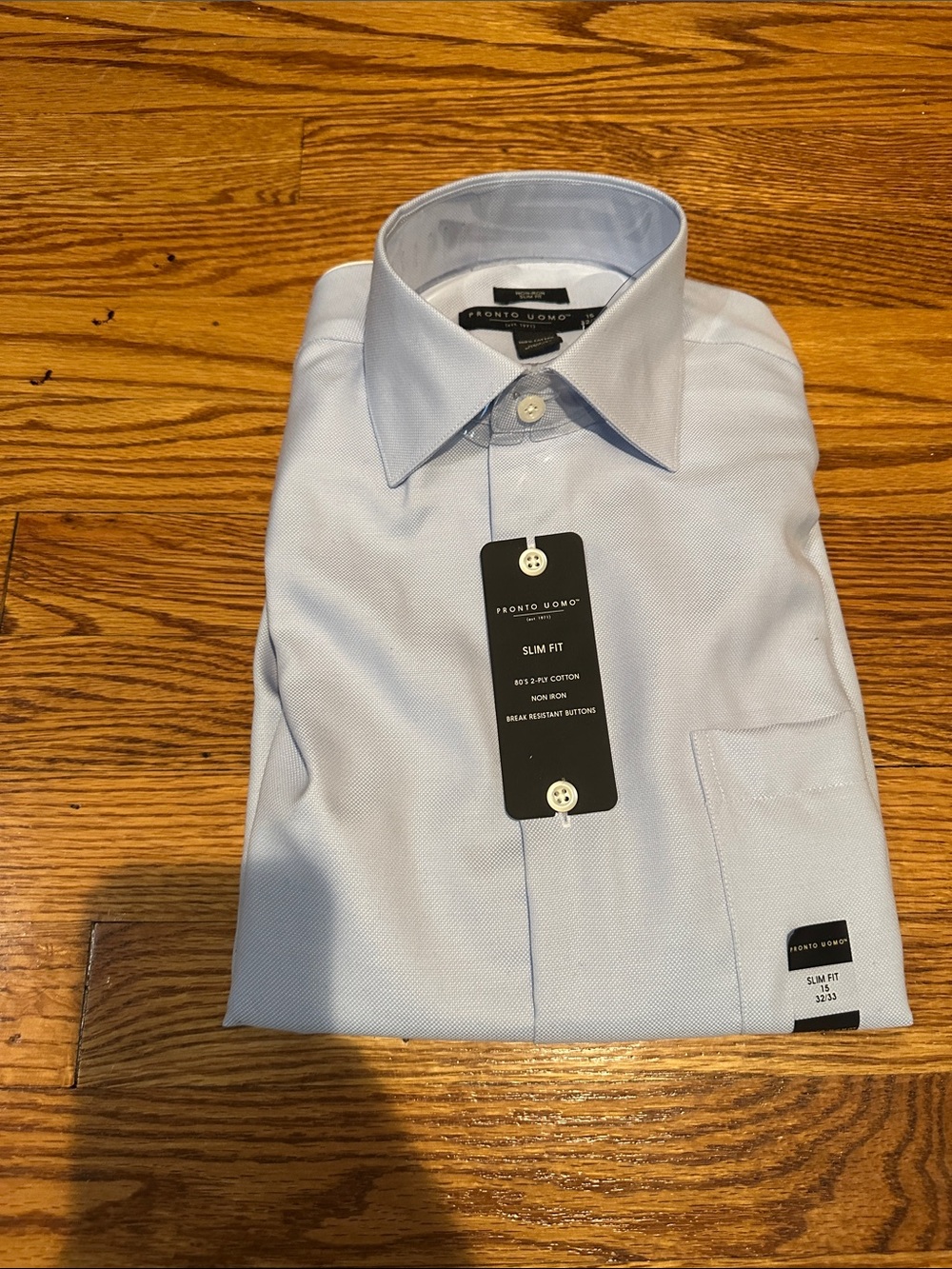 Pronto Uomo Light Blue Slim Fit Dress Shirt 15 32/33 BRAND NEW WITH TAGS
